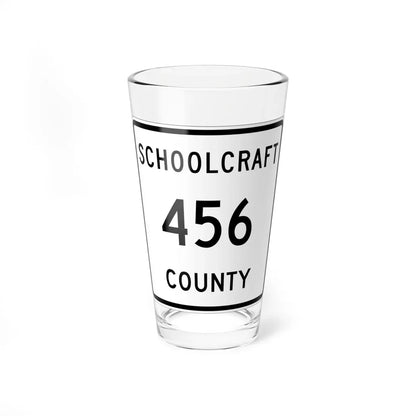 Michigan 456 Schoolcraft County (Michigan) (Road Sign) Pint Glass 16oz 16oz - Go Mug Yourself