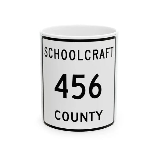 Michigan 456 Schoolcraft County (Michigan) (Road Sign) White Coffee Mug 11oz - Go Mug Yourself