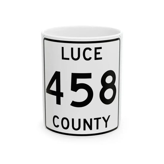 Michigan 458 Luce County (Michigan) (Road Sign) White Coffee Mug 11oz - Go Mug Yourself