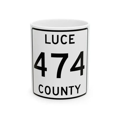 Michigan 474 Luce County (Michigan) (Road Sign) White Coffee Mug 11oz - Go Mug Yourself