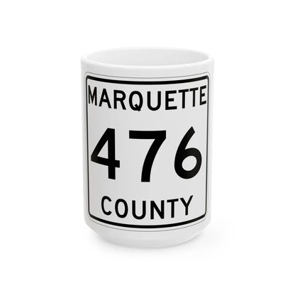Michigan 476 Marquette County (Michigan) (Road Sign) White Coffee Mug 15oz - Go Mug Yourself