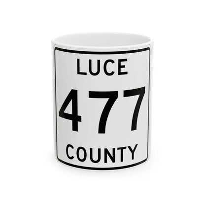 Michigan 477 Luce County (Michigan) (Road Sign) White Coffee Mug 11oz - Go Mug Yourself