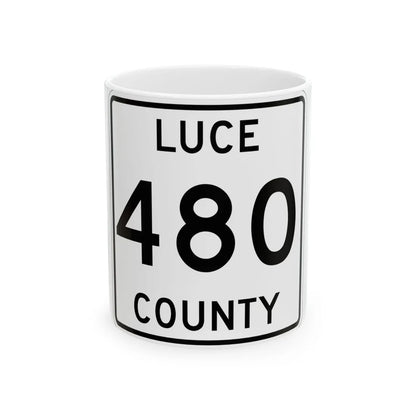 Michigan 480 Luce County (Michigan) (Road Sign) White Coffee Mug 11oz - Go Mug Yourself