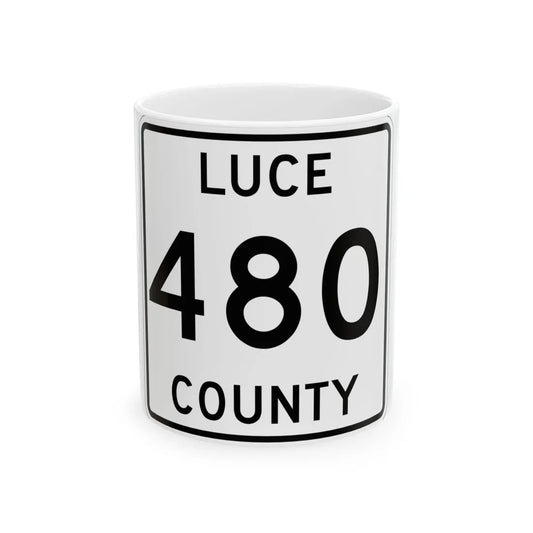 Michigan 480 Luce County (Michigan) (Road Sign) White Coffee Mug 11oz - Go Mug Yourself