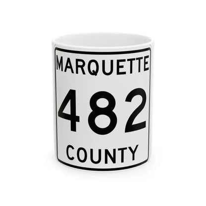 Michigan 482 Marquette County (Michigan) (Road Sign) White Coffee Mug 11oz - Go Mug Yourself