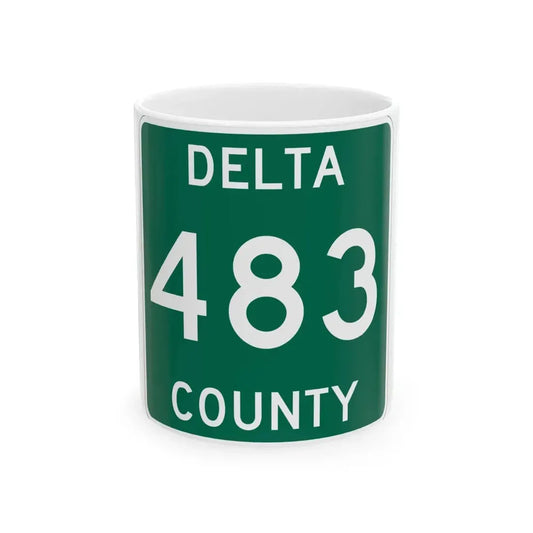 Michigan 483 Delta County (Michigan) (Road Sign) White Coffee Mug 11oz - Go Mug Yourself