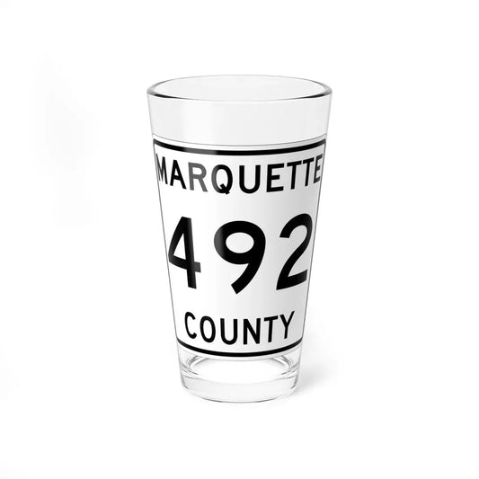 Michigan 492 Marquette County (Michigan) (Road Sign) Pint Glass 16oz 16oz - Go Mug Yourself
