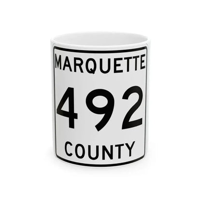 Michigan 492 Marquette County (Michigan) (Road Sign) White Coffee Mug 11oz - Go Mug Yourself