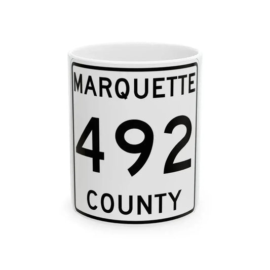 Michigan 492 Marquette County (Michigan) (Road Sign) White Coffee Mug 11oz - Go Mug Yourself