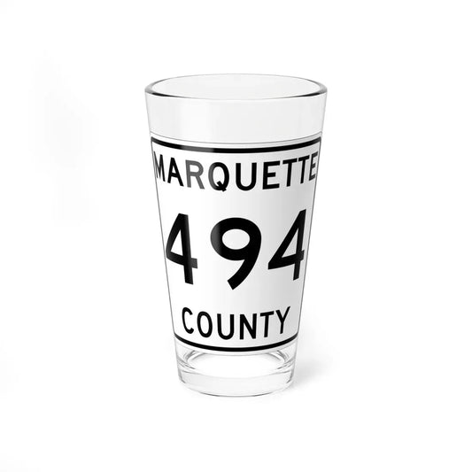 Michigan 494 Marquette County (Michigan) (Road Sign) Pint Glass 16oz 16oz - Go Mug Yourself