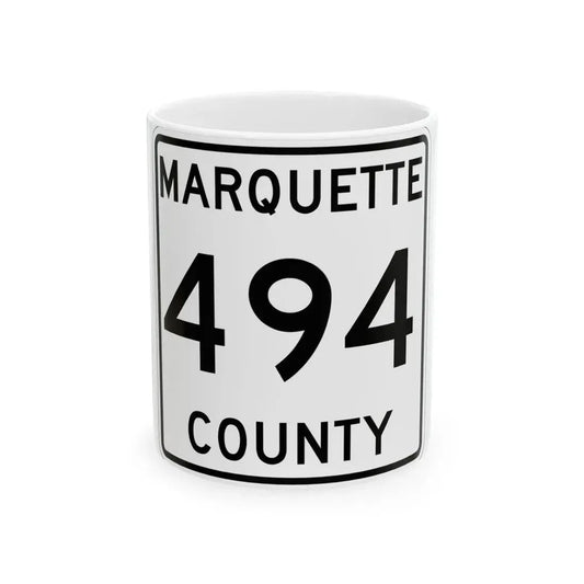 Michigan 494 Marquette County (Michigan) (Road Sign) White Coffee Mug 11oz - Go Mug Yourself
