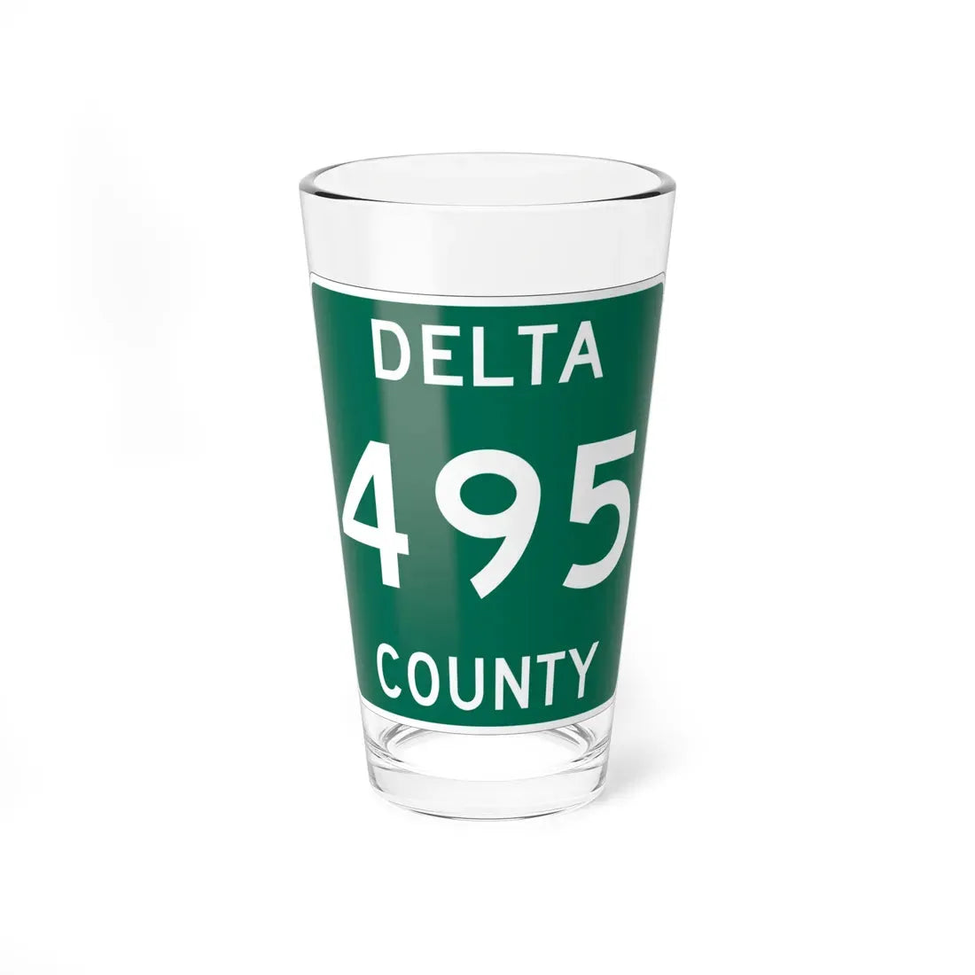Michigan 495 Delta County (Michigan) (Road Sign) Pint Glass 16oz 16oz - Go Mug Yourself
