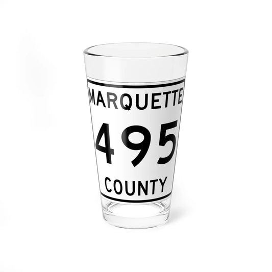 Michigan 495 Marquette County (Michigan) (Road Sign) Pint Glass 16oz 16oz - Go Mug Yourself
