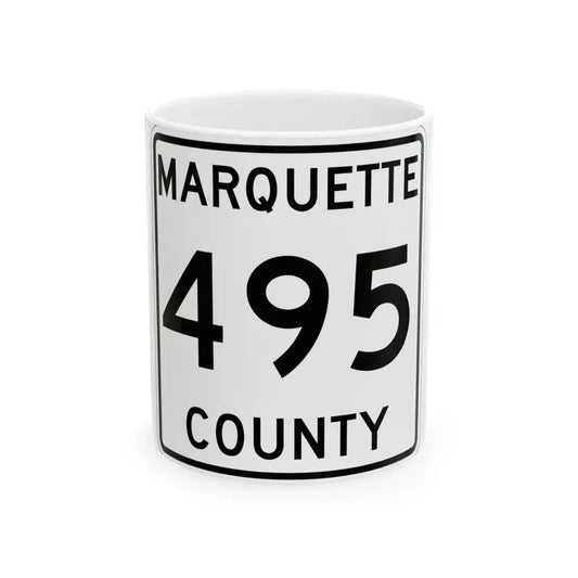 Michigan 495 Marquette County (Michigan) (Road Sign) White Coffee Mug 11oz - Go Mug Yourself