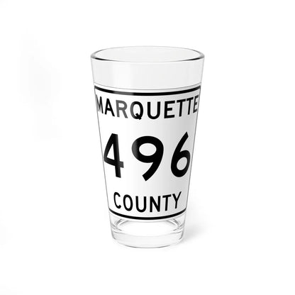 Michigan 496 Marquette County (Michigan) (Road Sign) Pint Glss 16oz 16oz - Go Mug Yourself