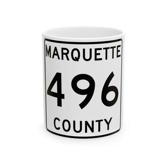 Michigan 496 Marquette County (Michigan) (Road Sign) White Coffee Mug 11oz - Go Mug Yourself