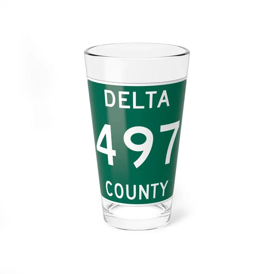 Michigan 497 Delta County (Michigan) (Road Sign) Pint Glass 16oz 16oz - Go Mug Yourself