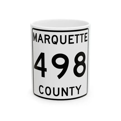 Michigan 498 Marquette County (Michigan) (Road Sign) White Coffee Mug 11oz - Go Mug Yourself