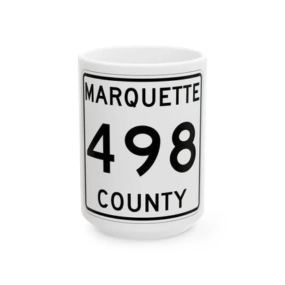 Michigan 498 Marquette County (Michigan) (Road Sign) White Coffee Mug 15oz - Go Mug Yourself