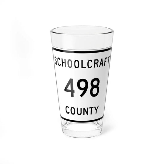 Michigan 498 Schoolcraft County (Michigan) (Road Sign) Pint Glass 16oz 16oz - Go Mug Yourself