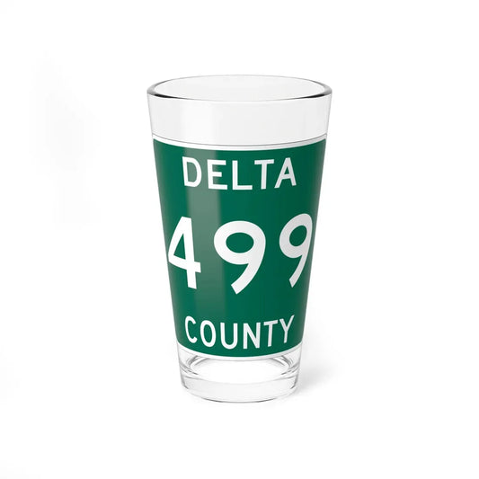 Michigan 499 Delta County (Michigan) (Road Sign) Pint Glass 16oz 16oz - Go Mug Yourself