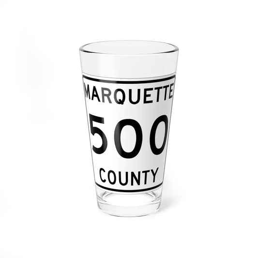 Michigan 500 Marquette County (Michigan) (Road Sign) Pint Glass 16oz 16oz - Go Mug Yourself