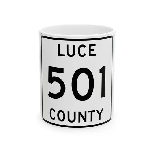 Michigan 501 Luce County (Michigan) (Road Sign) White Coffee Mug 11oz - Go Mug Yourself