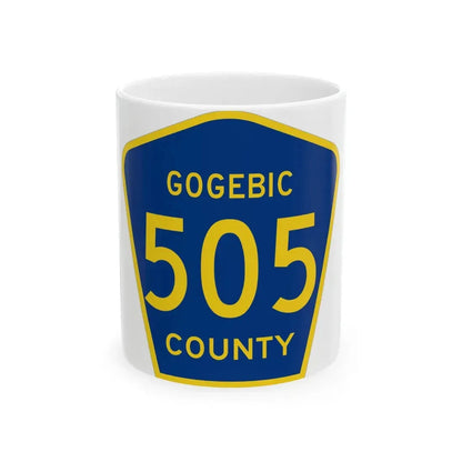Michigan 505 Gogebic County (Michigan) (Road Sign) White Coffee Mug 11oz - Go Mug Yourself