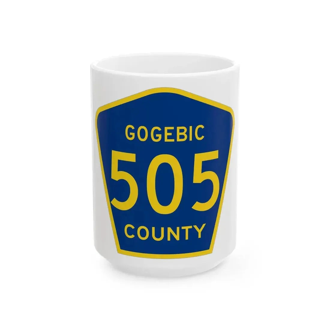 Michigan 505 Gogebic County (Michigan) (Road Sign) White Coffee Mug 15oz - Go Mug Yourself