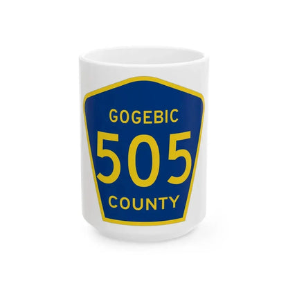 Michigan 505 Gogebic County (Michigan) (Road Sign) White Coffee Mug 15oz - Go Mug Yourself