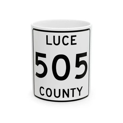 Michigan 505 Luce County (Michigan) (Road Sign) White Coffee Mug 11oz - Go Mug Yourself