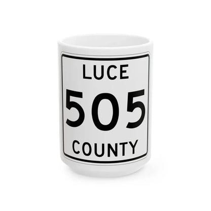 Michigan 505 Luce County (Michigan) (Road Sign) White Coffee Mug 15oz - Go Mug Yourself