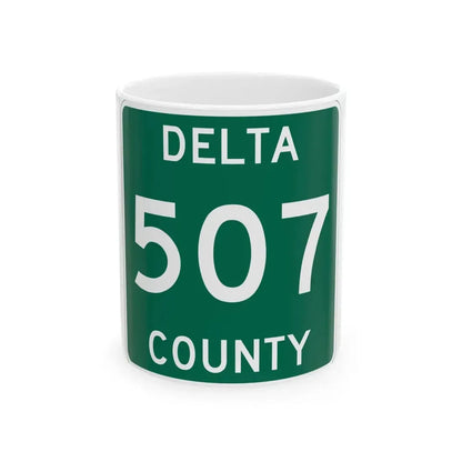 Michigan 507 Delta County (Michigan) (Road Sign) White Coffee Mug 11oz - Go Mug Yourself