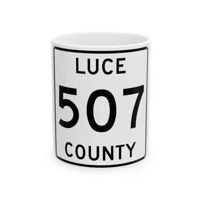 Michigan 507 Luce County (Michigan) (Road Sign) White Coffee Mug 11oz - Go Mug Yourself
