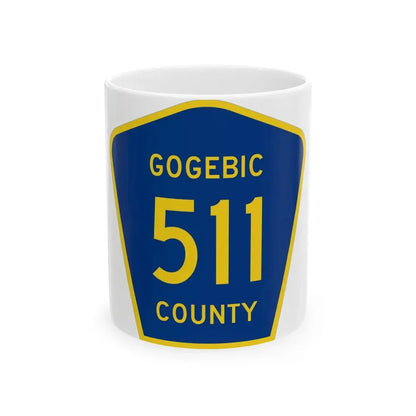 Michigan 511 Gogebic County (Michigan) (Road Sign) White Coffee Mug 11oz - Go Mug Yourself