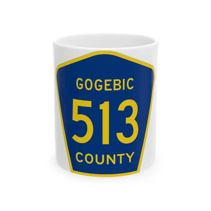 Michigan 513 Gogebic County (Michigan) (Road Sign) White Coffee Mug 11oz - Go Mug Yourself