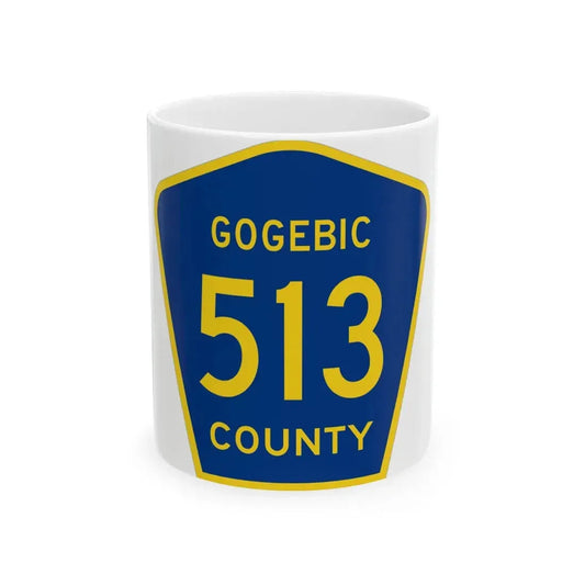 Michigan 513 Gogebic County (Michigan) (Road Sign) White Coffee Mug 11oz - Go Mug Yourself
