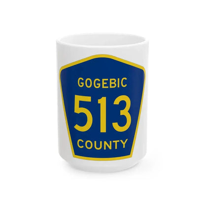 Michigan 513 Gogebic County (Michigan) (Road Sign) White Coffee Mug 15oz - Go Mug Yourself