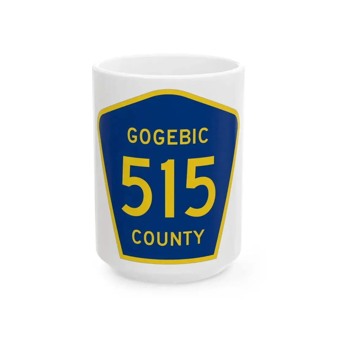 Michigan 515 Gogebic County (Michigan) (Road Sign) White Coffee Mug 15oz - Go Mug Yourself