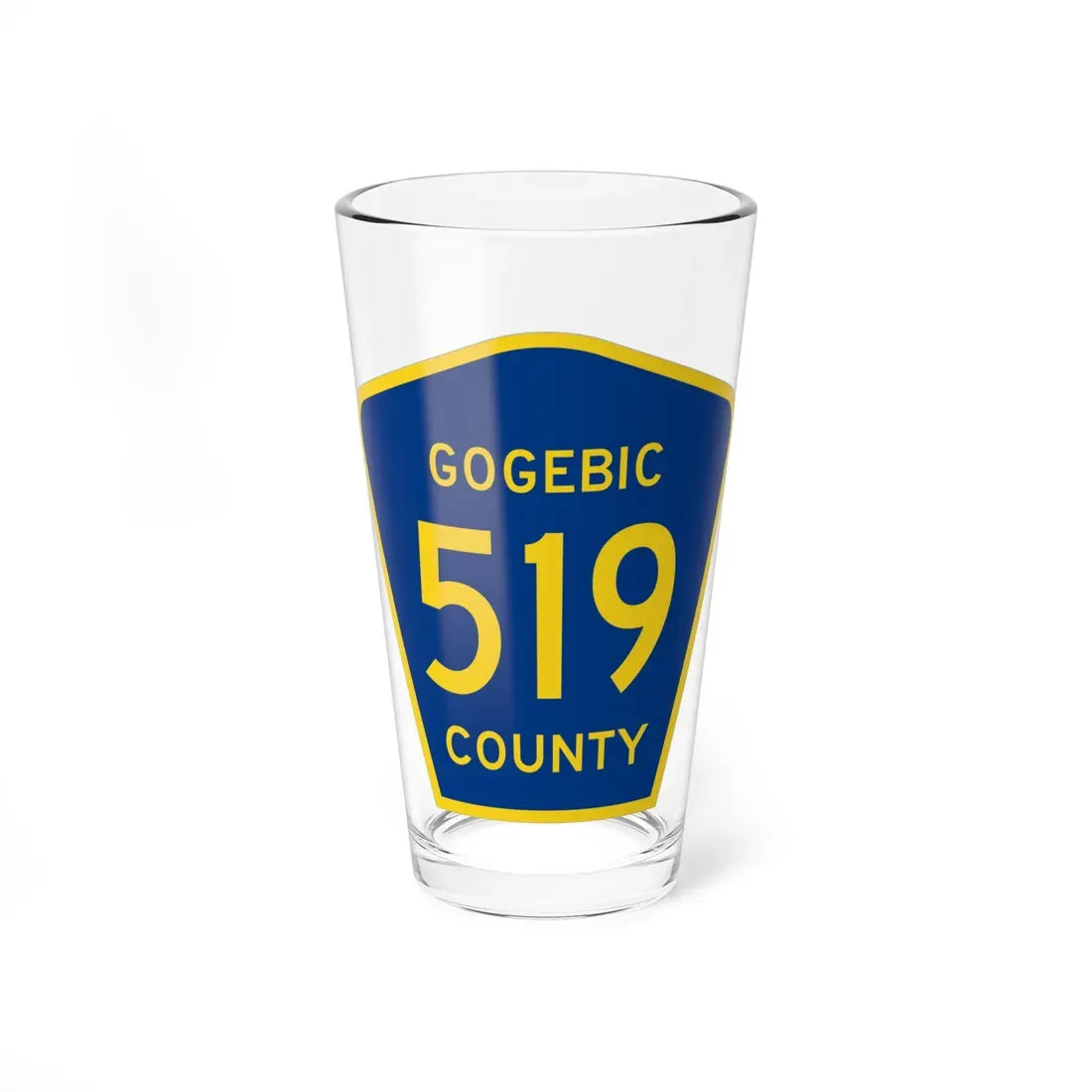 Michigan 519 Gogebic County (Michigan) (Road Sign) Pint Glass 16oz 16oz - Go Mug Yourself