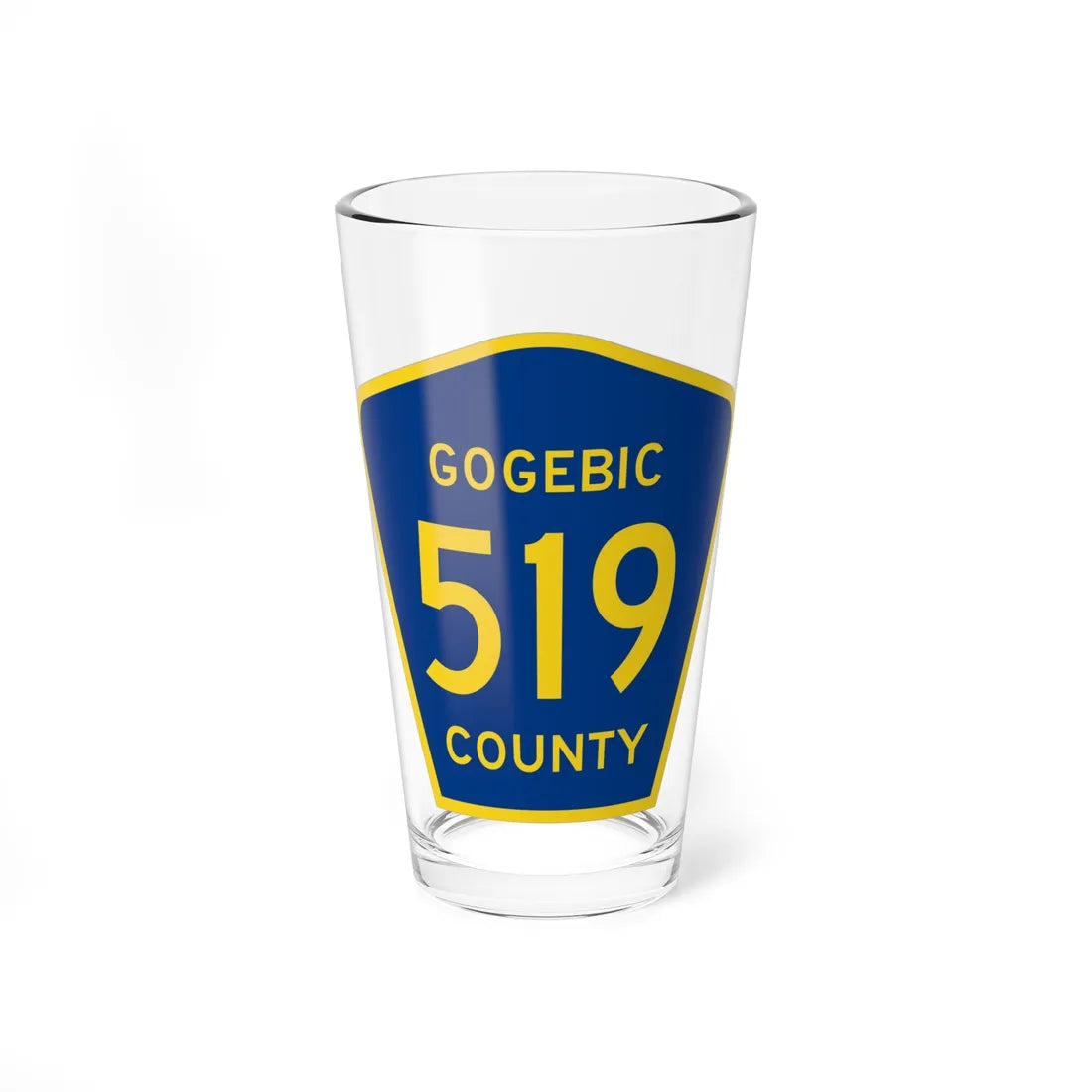 Michigan 519 Gogebic County (Michigan) (Road Sign) Pint Glss 16oz 16oz - Go Mug Yourself