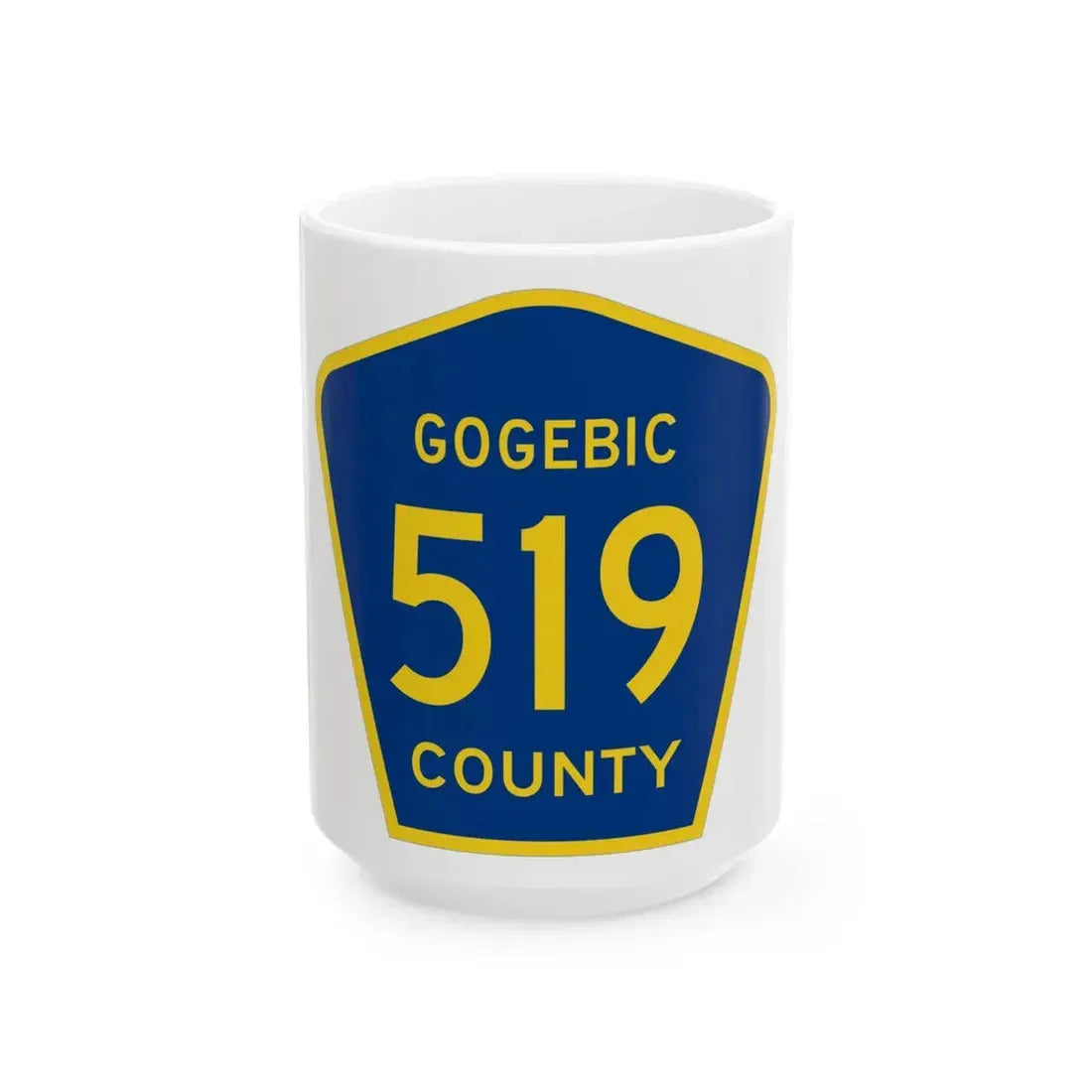 Michigan 519 Gogebic County (Michigan) (Road Sign) White Coffee Mug 15oz - Go Mug Yourself
