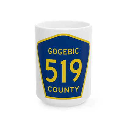 Michigan 519 Gogebic County (Michigan) (Road Sign) White Coffee Mug 15oz - Go Mug Yourself