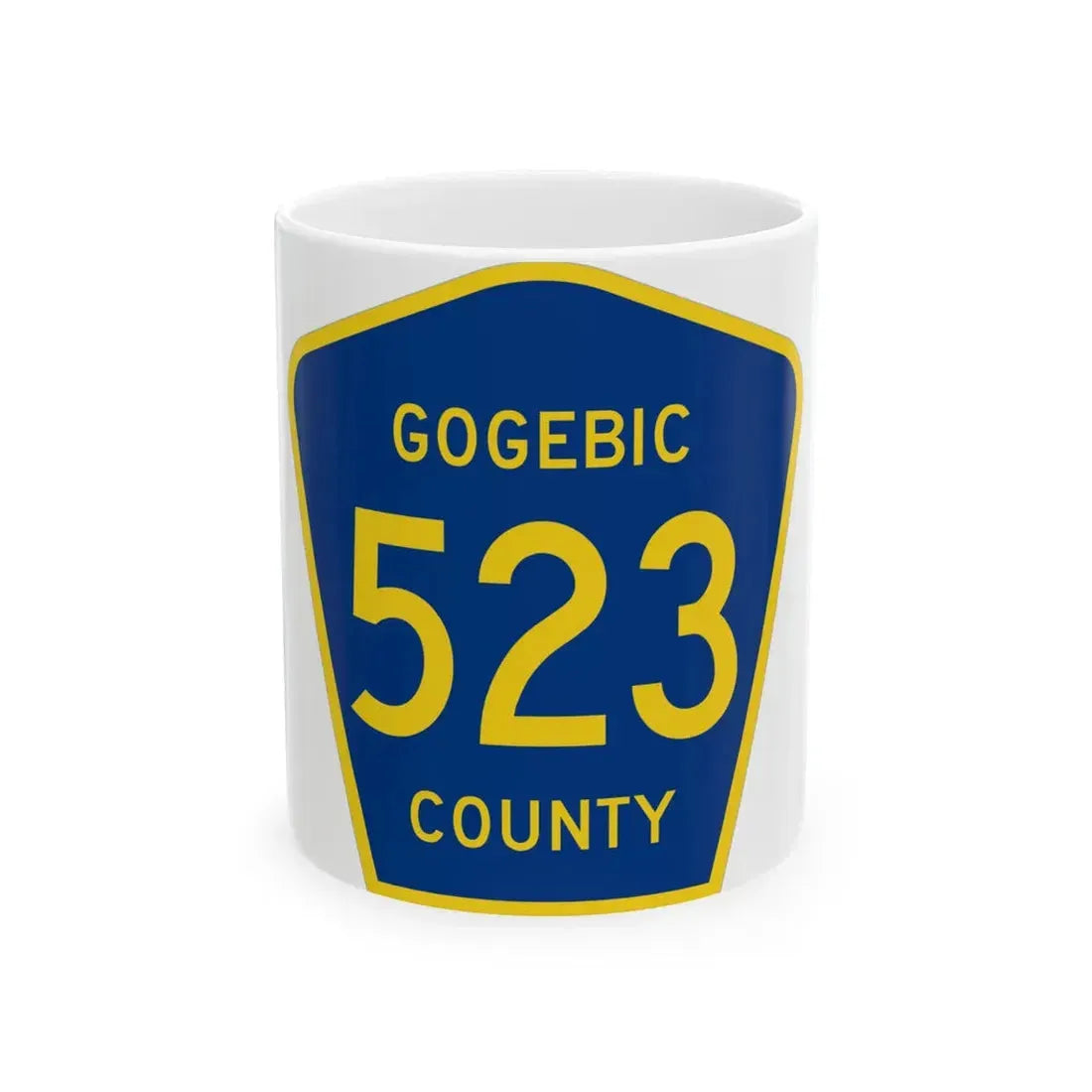 Michigan 523 Gogebic County (Michigan) (Road Sign) White Coffee Mug 11oz - Go Mug Yourself