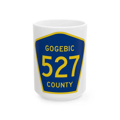 Michigan 527 Gogebic County (Michigan) (Road Sign) White Coffee Mug 15oz - Go Mug Yourself