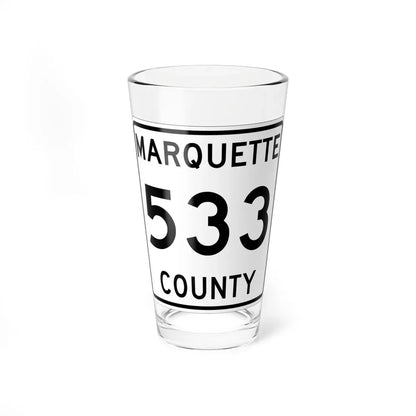 Michigan 533 Marquette County (Michigan) (Road Sign) Pint Glass 16oz 16oz - Go Mug Yourself
