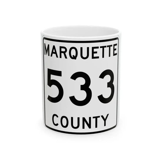 Michigan 533 Marquette County (Michigan) (Road Sign) White Coffee Mug 11oz - Go Mug Yourself