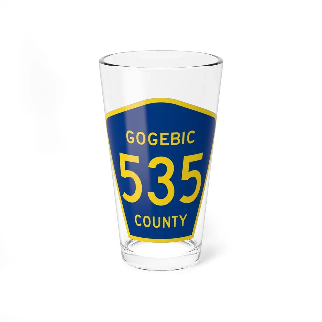 Michigan 535 Gogebic County (Michigan) (Road Sign) Pint Glass 16oz 16oz - Go Mug Yourself
