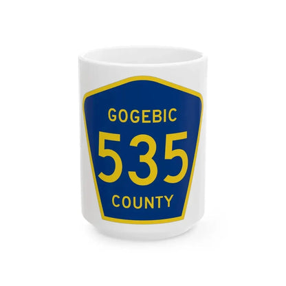 Michigan 535 Gogebic County (Michigan) (Road Sign) White Coffee Mug 15oz - Go Mug Yourself