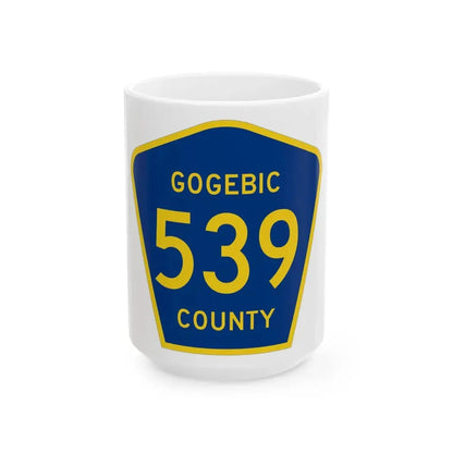 Michigan 539 Gogebic County (Michigan) (Road Sign) White Coffee Mug 15oz - Go Mug Yourself